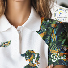 Load image into Gallery viewer, Womens Golf Polo Shirt Custom Colorful Parrots And Floral Tropical Pattern Team Golf Shirts, Golf Gifts NHN0093
