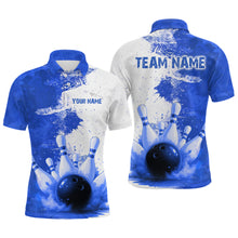 Load image into Gallery viewer, Blue Bowling Shirts for Women Men Custom Bowling Polo &amp; 1/4 Zip Shirt for Team MBL220