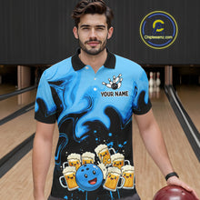 Load image into Gallery viewer, Funny Beer Bowling Shirts Blue for Women Men Bowling Polo&amp;1/4 Zip Bowling League MBL252