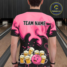 Load image into Gallery viewer, Funny Beer Bowling Shirts Pink for Women Men Bowling Polo&amp;1/4 Zip Bowling League MBL252
