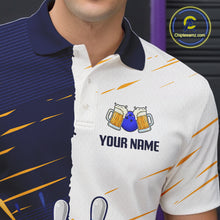 Load image into Gallery viewer, Beer Bowling Shirts Blue&amp;White Beer Bowling Jersey for Team Women Men Bowl League MBL259