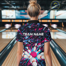 Load image into Gallery viewer, Pink and Purple Bowling Shirts for Team Women Men Bowling Polo and 1/4 Zip Shirt MBL229