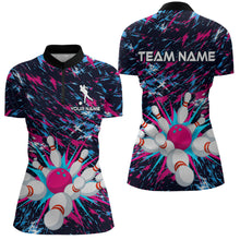 Load image into Gallery viewer, Pink and Purple Bowling Shirts for Team Women Men Bowling Polo and 1/4 Zip Shirt MBL229