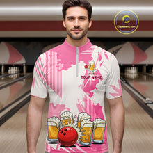 Load image into Gallery viewer, Beer Bowling Shirts Hot Pink for Team Women Men Custom Bowling Polo &amp; 1/4 Zip Shirt MBL245
