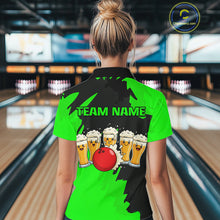 Load image into Gallery viewer, Funny Beer Bowling Shirts Green for Women Men Team Bowling Polo &amp; 1/4 Zip Shirts MBL251