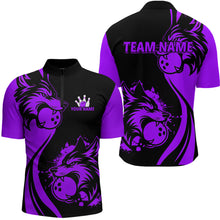Load image into Gallery viewer, Purple Wolf Bowling Shirts for Team Men Women Custom Wolf Bowling Jerseys for Couples MBL197