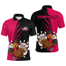 Load image into Gallery viewer, Pink Turkey Bowling Shirts for Women Men Team Custom Bowling Jerseys Thanksgiving MBL180