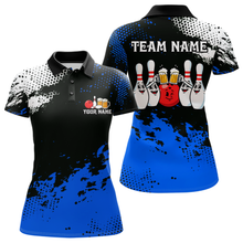 Load image into Gallery viewer, Blue Funny Beer Bowling Shirts for Team Women Men Bowling Polo&amp;1/4 Zip Bowl League MBL254