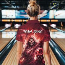 Load image into Gallery viewer, Red Bowling Shirts for Team Women Men Custom Death Bowling Jersey Bowl League MBL248