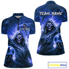 Load image into Gallery viewer, Blue Bowling Shirts for Team Women Men Custom Death Bowling Jersey Bowl League MBL248