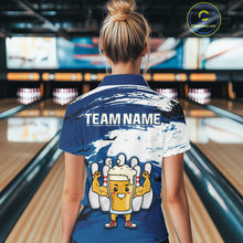 Load image into Gallery viewer, Blue Funny Beer Bowling Shirts for Women Men Team Bowling Polo&amp;1/4 Zip Bowl League MBL253