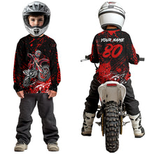 Load image into Gallery viewer, Personalized Red Youth Motocross Shirts Off-Road Dirt Bike Jersey Kid Men Women UPF30+ DNT17