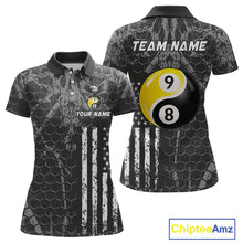 Load image into Gallery viewer, Custom US Eagle 8 9 Ball Yin Yang Billiard Shirts for Women Billiard Team Shirts Billiard League Polo &amp; 1/4 Zip NNT91
