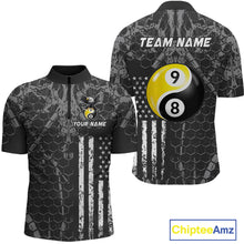 Load image into Gallery viewer, Custom US Eagle 8 9 Ball Yin Yang Billiard Shirts for Men Billiard Team Shirts Billiard League Polo &amp; 1/4 Zip NNT91