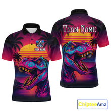 Load image into Gallery viewer, Custom Neon Dinosaur Dart Shirts For Men Dart Board Gifts Darts Team Jerseys Dart League NNT161