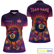 Load image into Gallery viewer, 8 Ball Billiard Shirts for Women Retro Custom Billiard Team Shirts Billiard League Polo &amp; 1/4 Zip NNT98