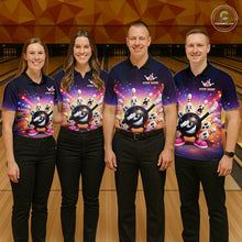 Load image into Gallery viewer, Custom Galaxy Funny Bowling Jersey for Men Bowling Tournament Polo &amp; 1/4 Zip Bowling Team Shirts HNT217