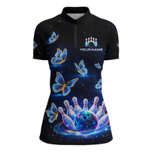 Load image into Gallery viewer, Custom Galaxy Butterflies Bowling Jersey for Women Bowling Tournament Polo &amp; 1/4 Zip Bowling Team Shirts HNT211