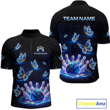 Load image into Gallery viewer, Custom Galaxy Butterflies Bowling Jersey for Men Bowling Tournament Polo &amp; 1/4 Zip Bowling Team Shirts HNT211