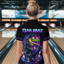Load image into Gallery viewer, Custom Neon Funny Alligator Bowling Jersey for Women Bowling Tournament Polo &amp; 1/4 Zip Bowling Team Shirts HNT219