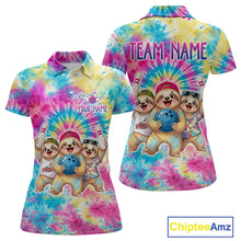 Load image into Gallery viewer, Custom Funny Sloth Bowling Jersey for Women Tropical Tie-Dye Bowling Team Shirts Bowling League HNT306