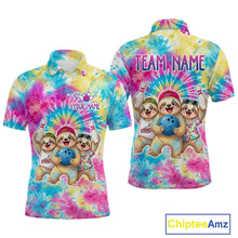 Load image into Gallery viewer, Custom Funny Sloth Bowling Jersey for Men Tropical Tie-Dye Bowling Team Shirts Bowling League HNT306
