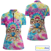 Load image into Gallery viewer, Custom Funny Sloth Bowling Jersey for Women Tropical Tie-Dye Bowling Team Shirts Bowling League HNT306