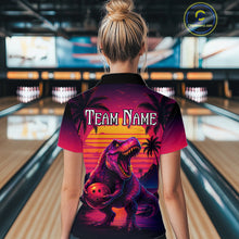 Load image into Gallery viewer, Custom Neon Dinosaur Bowling Jersey for Women Unisex Bowling Shirts for Team Polo &amp; 1/4 Zip HNT241