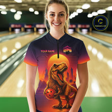 Load image into Gallery viewer, Custom Retro Dinosaur Bowling Jersey for Women Unisex Bowling Shirts for Team Polo &amp; 1/4 Zip HNT242
