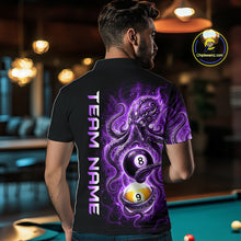 Load image into Gallery viewer, Man wearing a black t-shirt with a purple and white design and 'Team Name' text, in an indoor setting.