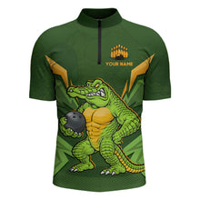 Load image into Gallery viewer, Personalized Funny Crocodile Bowling Shirt Alligator Bowling Jersey for Men Polo &amp; 1/4 Zip HNT209