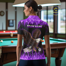 Load image into Gallery viewer, Custom Purple Flame Eagle 8 Ball Billiard Shirts for Women Billiard League Billiard Team Shirts NNT107