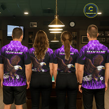 Load image into Gallery viewer, Custom Purple Flame Eagle 8 Ball Billiard Shirts for Women Billiard League Billiard Team Shirts NNT107