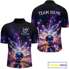 Load image into Gallery viewer, Galaxy Bowling Jersey for Men Bowling League Polo &amp; 1/4 Zip Custom Bowling Team Shirts HNT228