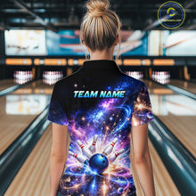 Load image into Gallery viewer, Custom Galaxy Bowling Jersey for Women Bowling Uniform Polo &amp; 1/4 Zip Bowling Team Shirts HNT227