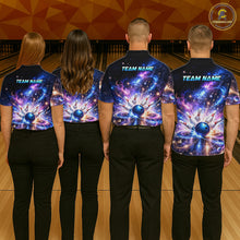 Load image into Gallery viewer, Custom Galaxy Bowling Jersey for Women Bowling Uniform Polo &amp; 1/4 Zip Bowling Team Shirts HNT227