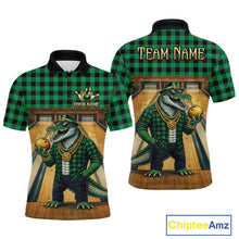 Load image into Gallery viewer, Custom Green Alligator Bowling Jersey for Men Bowling Uniform Polo &amp; 1/4 Zip Bowling Team Shirts HNT230