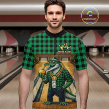 Load image into Gallery viewer, Custom Green Alligator Bowling Jersey for Men Bowling Uniform Polo &amp; 1/4 Zip Bowling Team Shirts HNT230