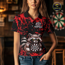 Load image into Gallery viewer, Custom Red Raccoon Funny Dart Shirt Dart Team Jersey for Women Dartboard Polo &amp; 1/4 Zip Shirts NNT170