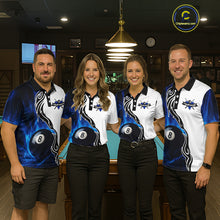 Load image into Gallery viewer, Custom Blue Flame 8 Ball Billiard Shirts for Women Billiard Team Shirts Billiard League Polo &amp; 1/4 Zipper NNT88