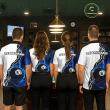 Load image into Gallery viewer, Custom Blue Flame 8 Ball Billiard Shirts for Women Billiard Team Shirts Billiard League Polo &amp; 1/4 Zipper NNT88