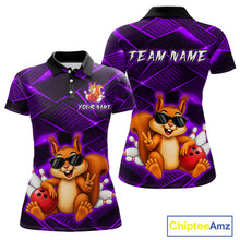 Load image into Gallery viewer, Purple Squirrel Funny Custom Bowling Jersey for Women Bowling Team Shirts Bowling League HNT304