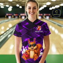 Load image into Gallery viewer, Purple Squirrel Funny Custom Bowling Jersey for Women Bowling Team Shirts Bowling League HNT304