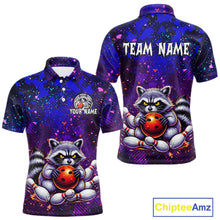 Load image into Gallery viewer, Custom Funny Raccoon Bowling Jersey for Men Bowling Tournament Polo &amp; 1/4 Zip Bowling Team Shirts HNT216