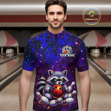 Load image into Gallery viewer, Custom Funny Raccoon Bowling Jersey for Men Bowling Tournament Polo &amp; 1/4 Zip Bowling Team Shirts HNT216