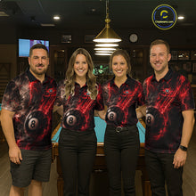 Load image into Gallery viewer, Custom Flaming Red Lightning 8 Ball Billiard Shirt for Women Billiard Team Jersey Billiard League NNT194