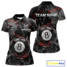 Load image into Gallery viewer, Custom Broken Glass 8 Ball Billiard Shirt for Women Billiard Team Jersey Billiard League NNT193