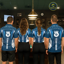 Load image into Gallery viewer, Navy Blue 8 Ball Crown Billiard Shirts for Women Custom Billiard League Team Shirts Polo &amp; 1/4 Zip NNT102