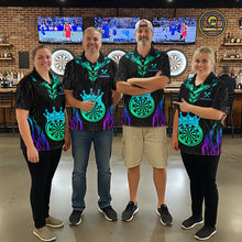 Load image into Gallery viewer, Custom Neon Black Crown Dart Shirts for Men Darts Team Jerseys Dart League Polo &amp; 1/4 Zip NNT140
