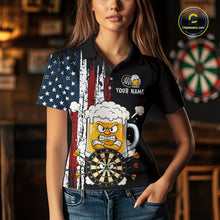 Load image into Gallery viewer, Person wearing a black polo shirt with a unique design in a bar setting